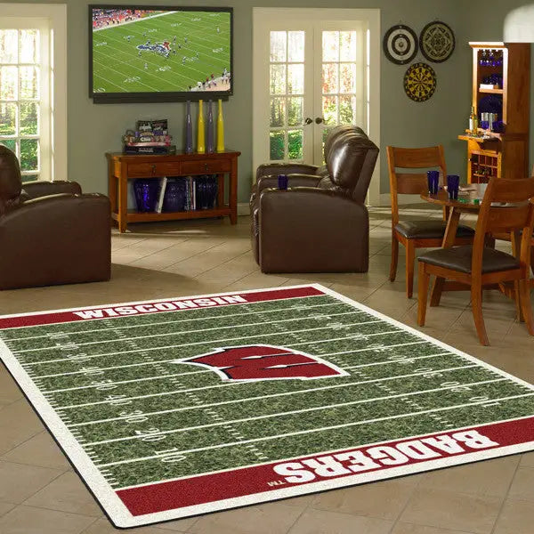 Wisconsin University Football Field Rug  College Area Rug - Fan Rugs