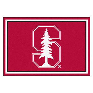 Stanford University Plush Rug - White Logo  College Area Rug - Fan Rugs