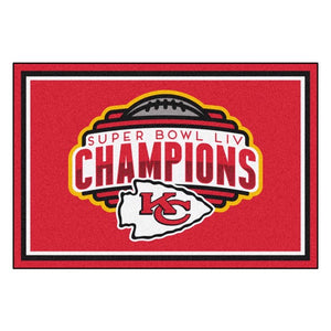 Kansas City Chiefs Super Bowl LIV Champions 5x8 Plush Rug  NFL Area Rug - Fan Rugs