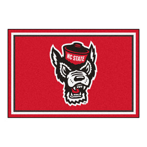 North Carolina State University Wolf Logo Plush Rug  College Area Rug - Fan Rugs