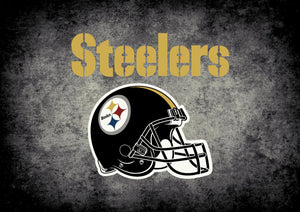 Pittsburg Steelers NFL Team Distressed Rug  NFL Area Rug - Fan Rugs