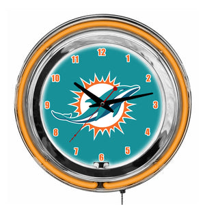 Miami Dolphins 14in Neon Clock