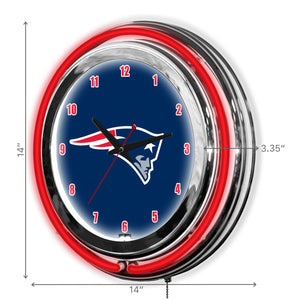 New England Patriots 14in Neon Clock