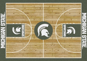 Michigan State University Basketball Court Rug  College Area Rug - Fan Rugs