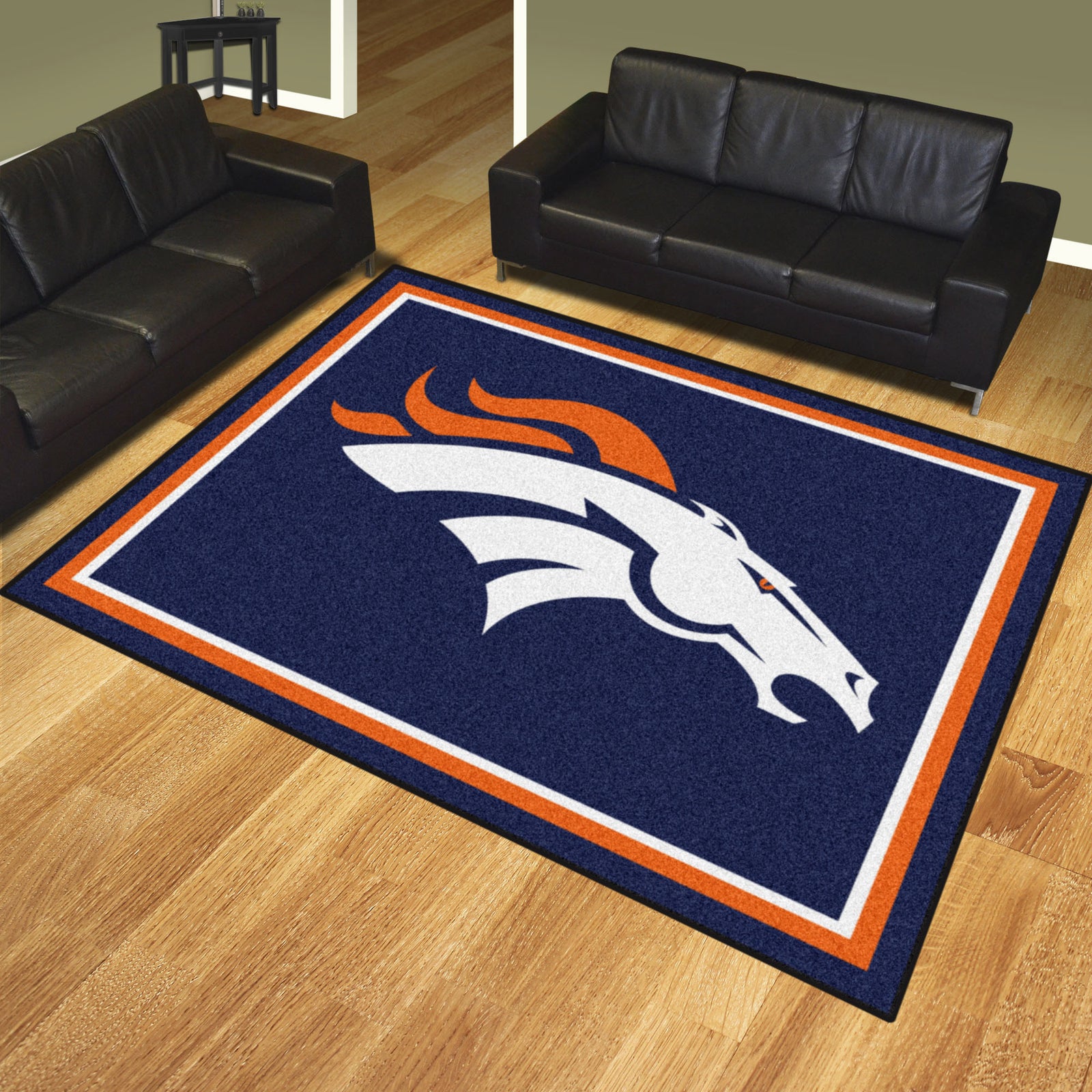 36 x 20.25 Orange & White NFL Denver Broncos Mascot Logo Area Rug