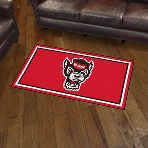 North Carolina State University Wolf Logo Plush Rug  College Area Rug - Fan Rugs