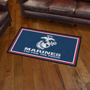 U.S. Marines Blue Logo Ultra Plush Area Rug  NFL Area Rug - Fan Rugs