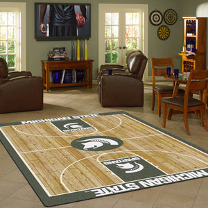 Michigan State University Basketball Court Rug  College Area Rug - Fan Rugs