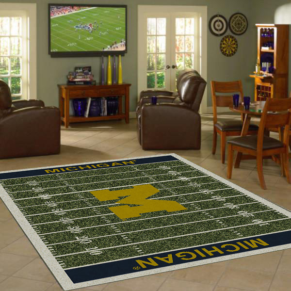 University of Michigan Football Field Rug  College Area Rug - Fan Rugs